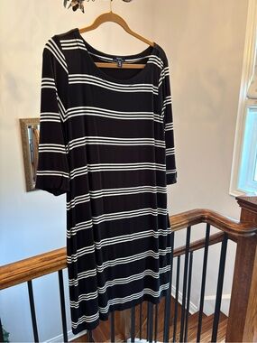 Hatley Black and White Striped Midi Dress
